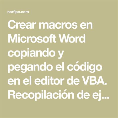 Códigos Para Macros De Visual Basic Vba En Excel Y Word Macros