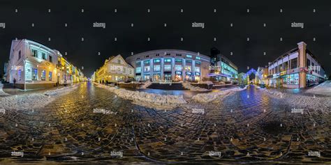 360° View Of Grodno Belarus December 2018 Full Seamless Night Hdri