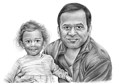 pencil drawing of father and daughter pencil sketch portraits