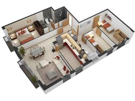 Maybe you would like to learn more about one of these? 10 plans 3D pour aménager une maison de 3 chambres | Plan ...