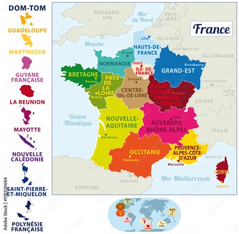 Carte De France Colorée 2017 Avec Les 13 Nouvelles Régions Et