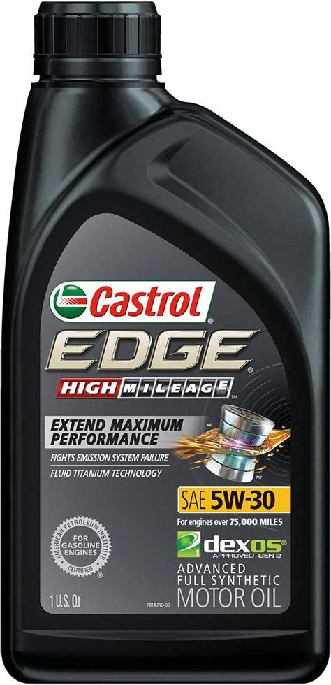 Castrol 06128 Edge High Mileage 5w 30 Advanced Full Synthetic Motor Oil