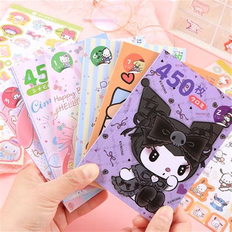 450pcs Sanrio Sticker Book Kuromi Cinnamoroll Melody Hello Kitty