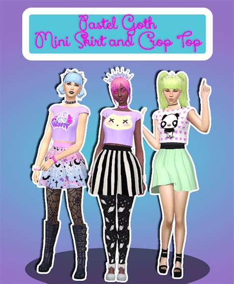 Sims 4 Ccs The Best Pastel Goth Mini Skirt Crop Top And Dresses By