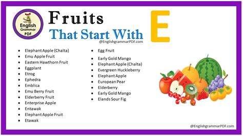 Fruit That Starts With E Fruit Names List English Grammar Pdf