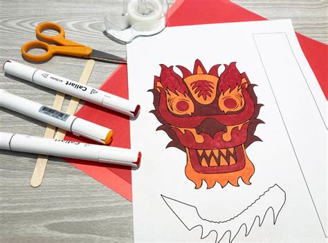 Chinese New Year Dragon Puppet (with template!) - Messy Little Monster