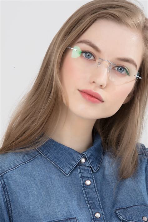 Ebb Rectangle Silver Rimless Eyeglasses Eyebuydirect Canada