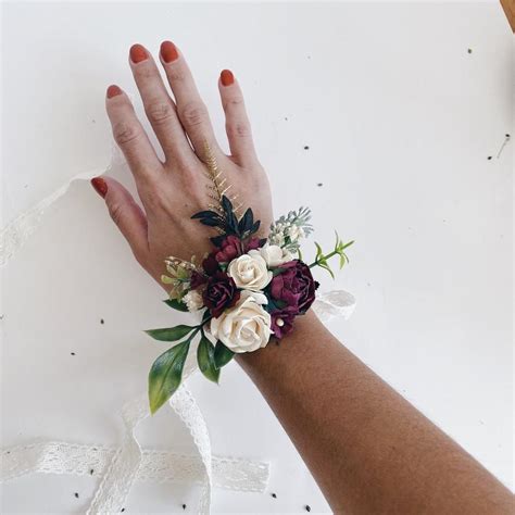 burgundy and ivory flower corsage floral wrist corsages maroon wrist corsages bridesmaids