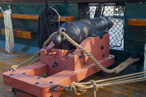 A Cannon On The Deck Of The Uss Constitution Uss Constitution Model Captains Quarters Wooden