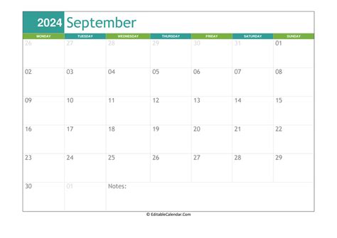 Free Printable September Calendar Excel Download Valli Wilhelmine