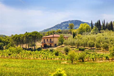 Rural Tuscan Landscape With Farmhouse Italy Stock Photo Image Of