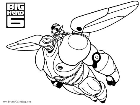 Here are the characters baymax, hiro, gogo tomago, wasabi, honey lemon and fred! Big Hero 6 Coloring Pages Baymax Flying with Hiro - Free ...