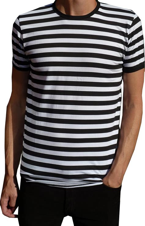 Mens Nautical Black And White Striped T Shirt Mod Tee Uk