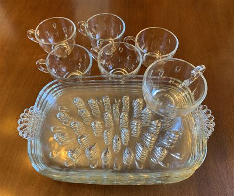 Hazel Atlas Informal Snack Set Sparkling Crystal Teardrop Raindrop