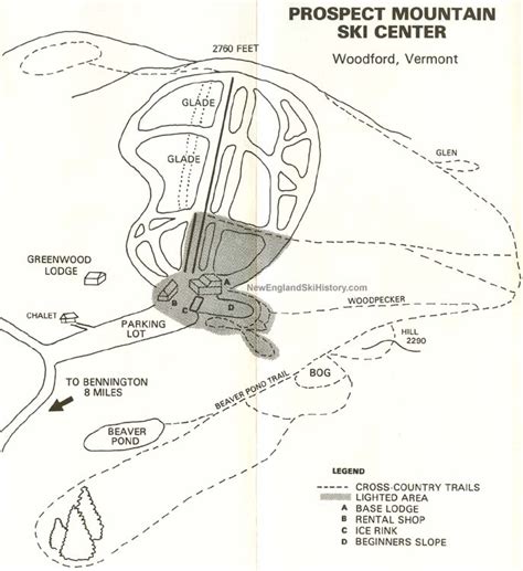 1970s Prospect Mountain Trail Map New England Ski Map Database