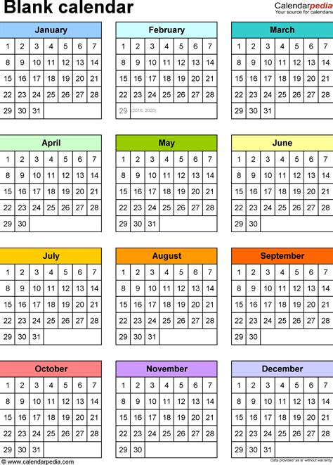 Yearly Calendar At A Glance Free Printable