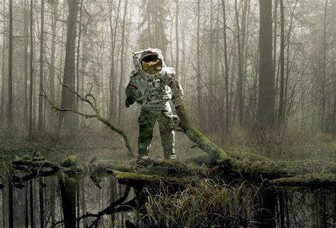 Astronaut On Forest Trees 3d Wallpaper Hd Wallpaper Wallpaper Flare