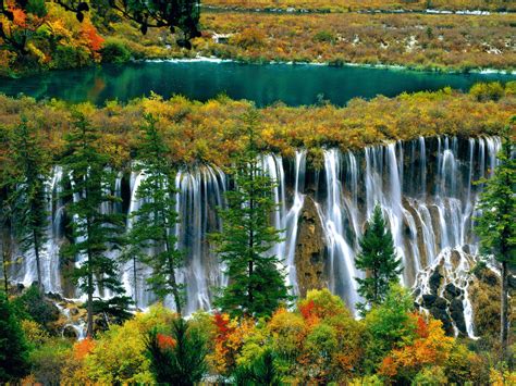 Nuorilang Waterfall Jiuzhaigou Sichuan China Beautiful Desktop Hd