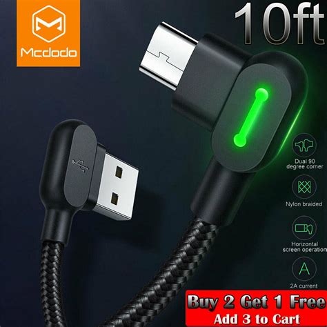 Fast Charging Micro Usb Cable Android Charger L Shape Reversible Usb