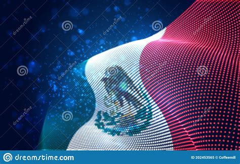 Vector Bright Glowing Country Flag Of Abstract Dots Mexico Stock