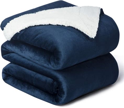 Bedsure King Sherpa Fleece Blanket Navy Blue Super Soft Fuzzy Blanket