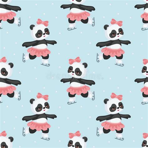 Seamless Vector Pattern With Cute Kawaii Panda Bears And Watermelons On