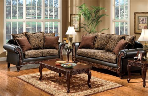 Rotherham Fabric And Leatherette Living Room Set From Furniture Of