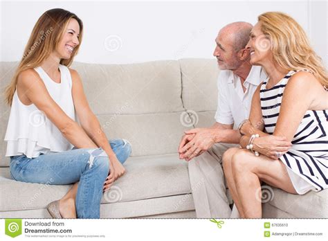 Parents Listening To Daughter Stock Photo Image Of Talking Beard