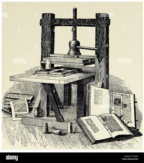 Johann Gutenbergs 1400 1468 First Printing Press Engraving Stock