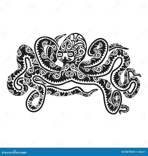 Octopus Tattoo In Maori Style Vector Illustration Eps10 Stock Vector