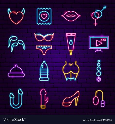 Sex Shop Neon Icons Royalty Free Vector Image Vectorstock