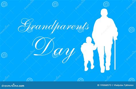 Silhouette Of Grandfather Walking With Grandson Vector Illustration