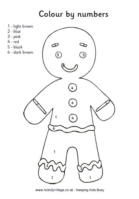 Gingerbread Man Colour By Numbers 2 Gingerbread Man Coloring Page