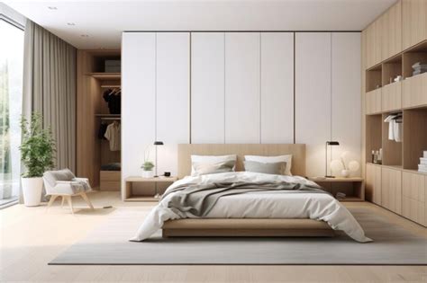Premium Ai Image European Minimalist Style Bedroom