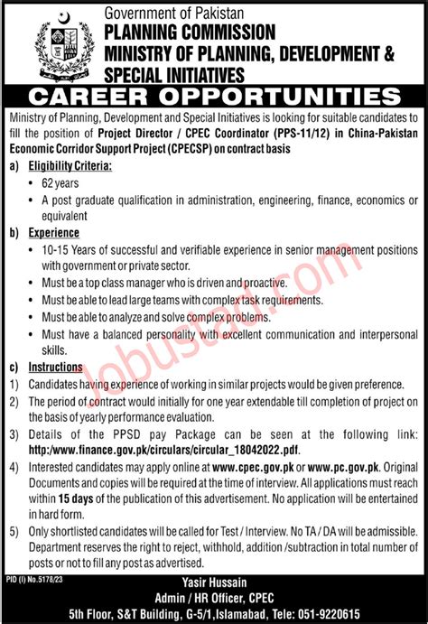 Latest Planning Commission Govt Of Pakistan Jobs In Islamabad March