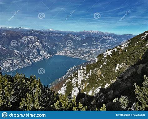 Panorama On Riva Del Garda Lake Monte Baldo Hiking Trail Italy Stock
