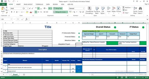 Project Status Report Template Excel