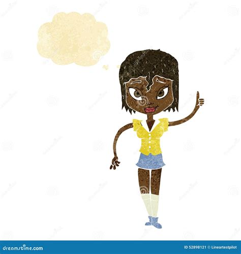 Cartoon Woman Making Point With Thought Bubble Stock Illustration