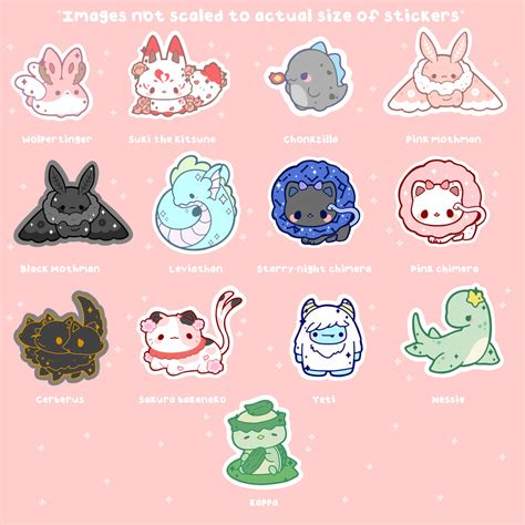 Kawaii Mythical And Cryptid Creatures Die Cut Stickers Etsy Canada