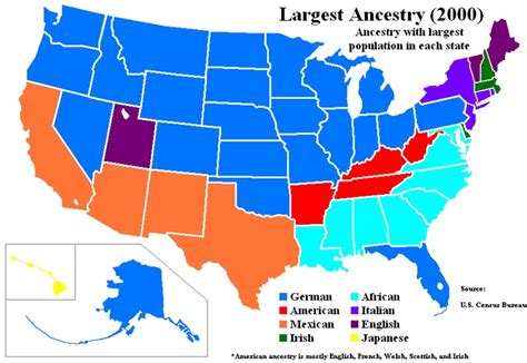 Most Common Ancestries In The Us By State Map Genealogy Map Common