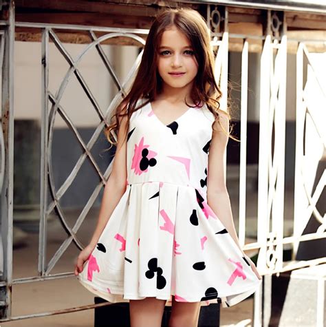 Little Girls Dress Summer Pocket Dress Vestidos Sleeveless Floral Print
