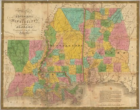 Pocket Map Map Of The States Of Louisiana Mississippi And Alabama