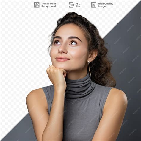 Premium Psd A Woman With Her Hand On Her Chin