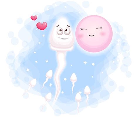 Premium Vector Cute Happy Sperm Cell And Ovum Fertilization Concept
