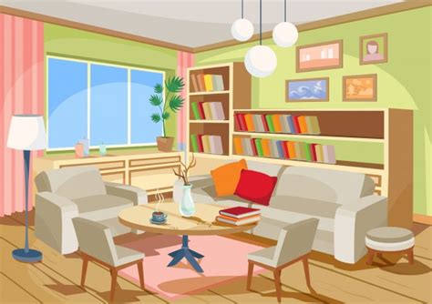 New users enjoy 60% off. Vector illustration of a cozy cartoon interior of a home ...