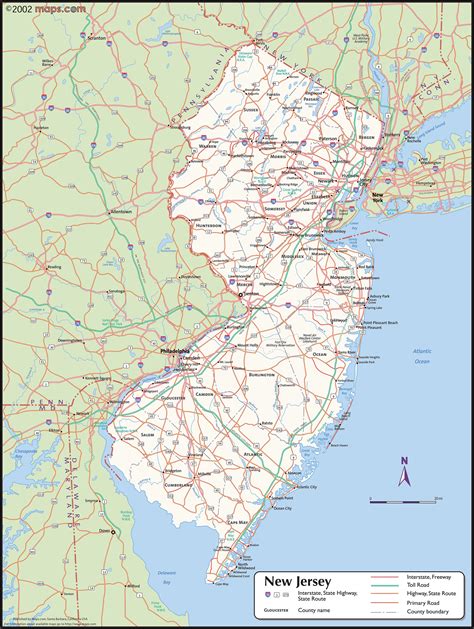 New Jersey Wall Map With Counties By Mapsales