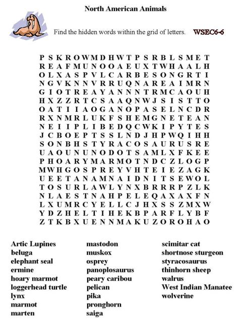 Bluebonkers Free Printable Word Search Sheet North American Animals