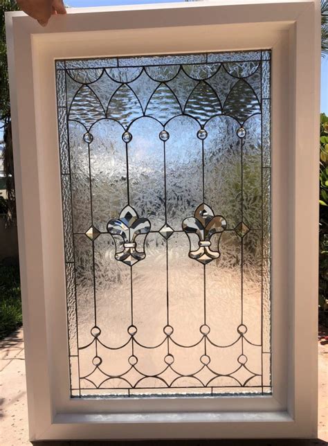 Vinyl Framed And Insulated The Wildomar Fleur De Lis Leaded Stained