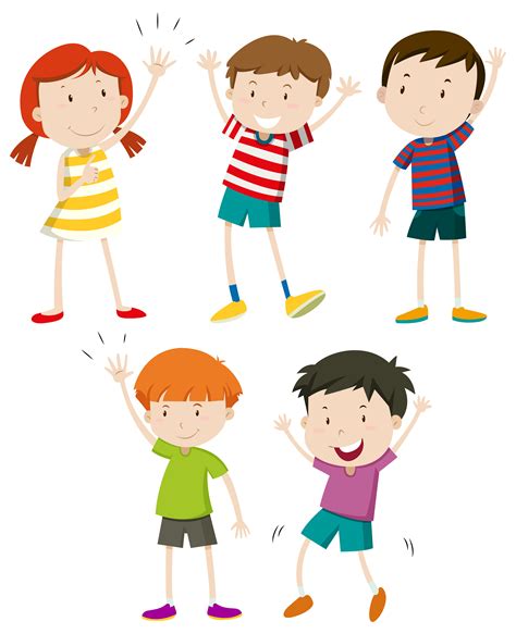 A Set Of Kids Waving 295097 Vector Art At Vecteezy