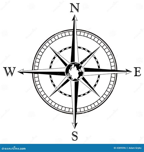Compass Rose For Marine Or Nautical Navigation And Maps On A Isolated